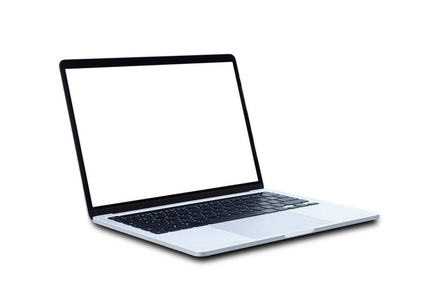 Laptop computer with blank screen isolated on white background. - Photo, Image