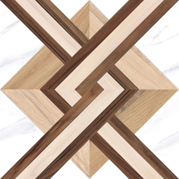 Wooden X on white marble is best for polished Floor Tiles. After being brought you will be able to print by digital inject machine in a ceramic tiles factory.  - Photo, Image