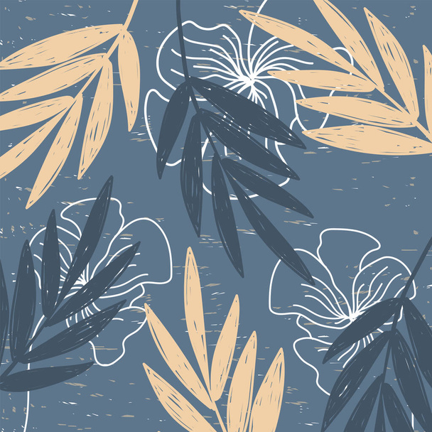 modern abstract art banner print art design flower leaf vase pot vector illustratio - Διάνυσμα, εικόνα