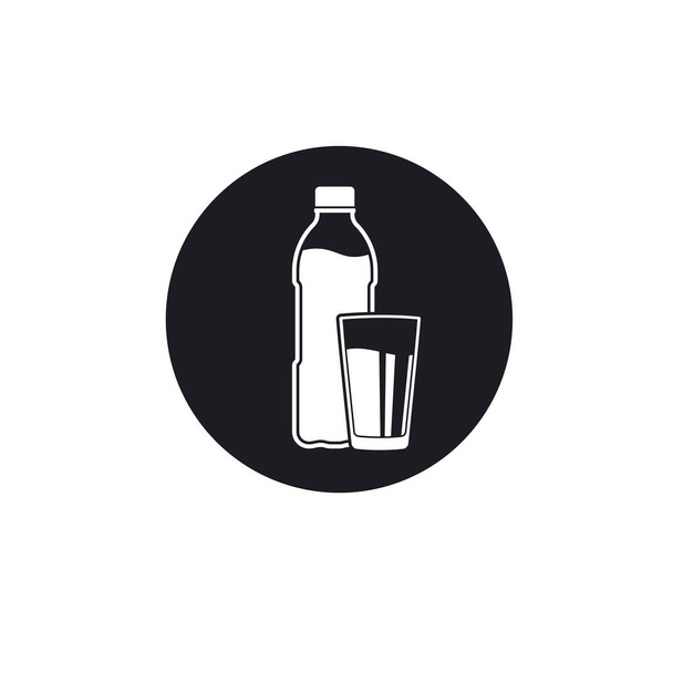 Wasserflasche und Glas Symbol Vektor Illustration Design-Vorlage - Vektor, Bild