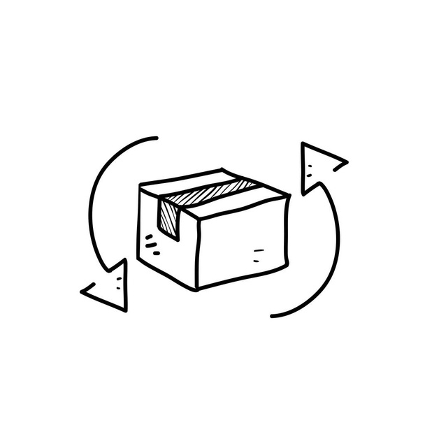paquete de retorno garabato dibujado a mano o vector de ilustración de orden - Vector, imagen