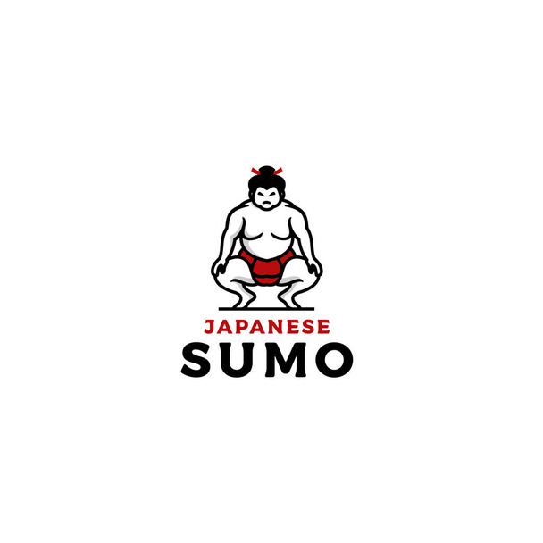 Logo zapaśnika sumo. Gruby, z nadwagą. Japoński Tradycyjny projekt logo sportowego inspiracji - Wektor, obraz