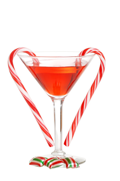 Red martini with christmas candies - Fotó, kép