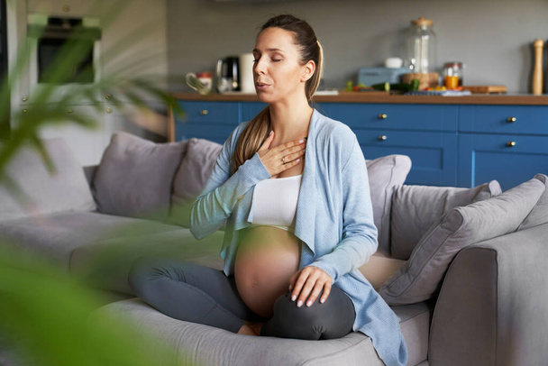 Meditation of pregnat woman before childbirth  - Photo, Image