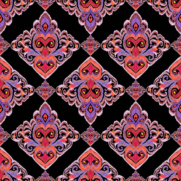 Colorful ikat pattern in vintage style. Elegant ethnic background. Hand drawn oriental art. Seamless geometric vintage texture. - Photo, Image