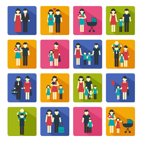 Family Icons Set Flat - Vector, Image