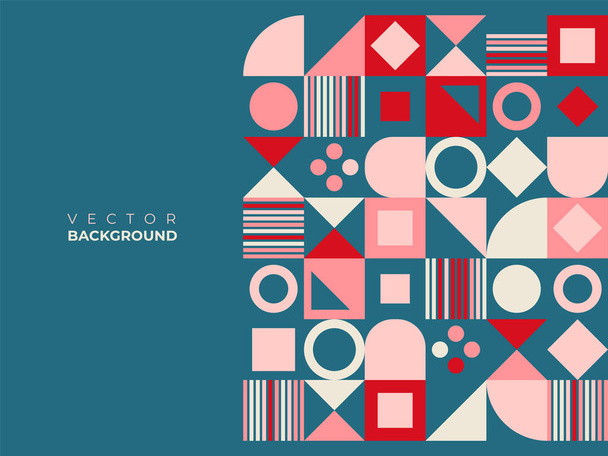 Abstract background with half circle square line dot wave geometric textures, memphis style - Vector, afbeelding