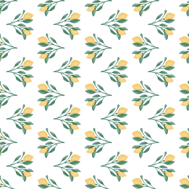 Lemon tree with fruits seamless pattern, textile print, organic wrapping paper design, scrapbooking - Φωτογραφία, εικόνα