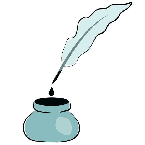 Vector feather and ink bottle icon - Vector, afbeelding