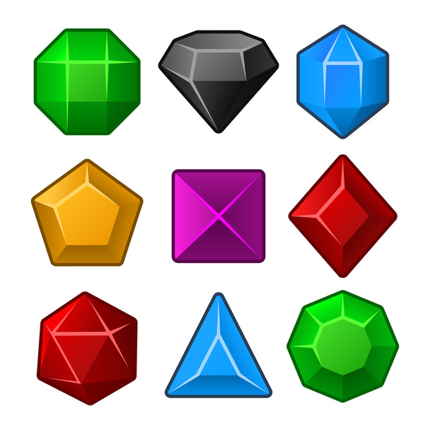 Set of Multicolored Gems for Match3 Games. Vector - Vecteur, image