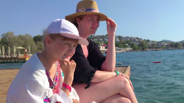 Girl With Mother On The Pier - Footage, Video