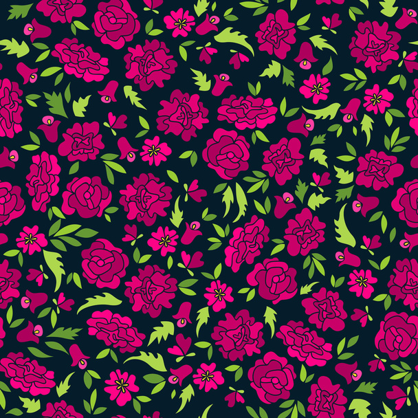 Dark Pattern With Abstract Flowers - Vector, afbeelding