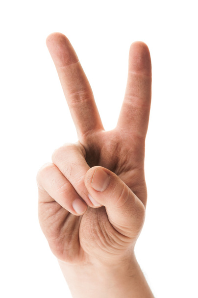 Брудна рука показує знак миру
 - Фото, зображення