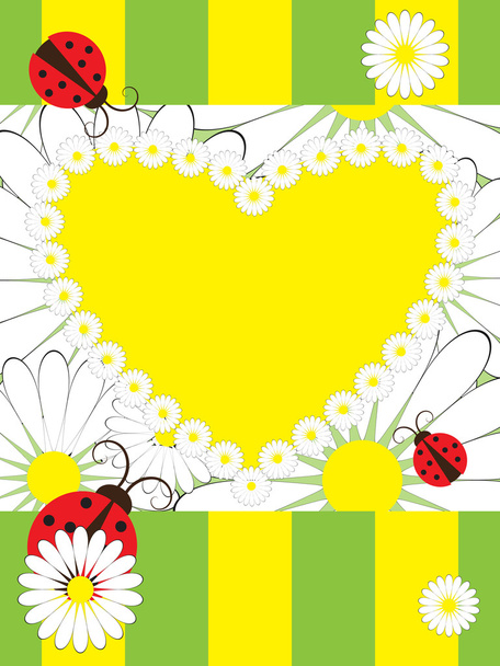 Greeting card with ladybirds - Vector, imagen