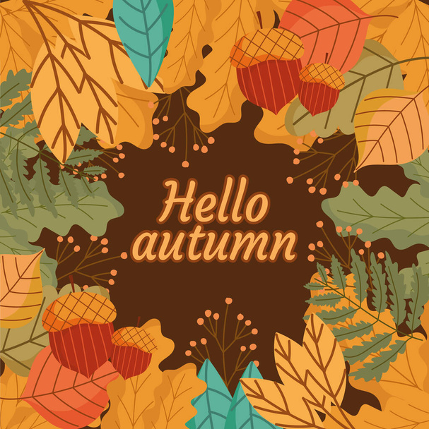 hello autumn falling leaves - Wektor, obraz