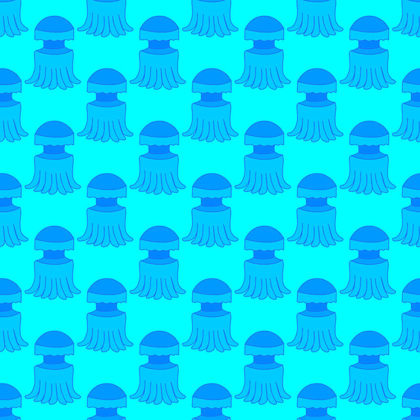 シアンの背景にある青いクラゲ - ベクター画像