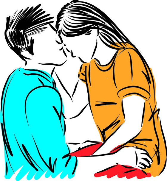 couple man and woman having fun together vector illustration - Wektor, obraz
