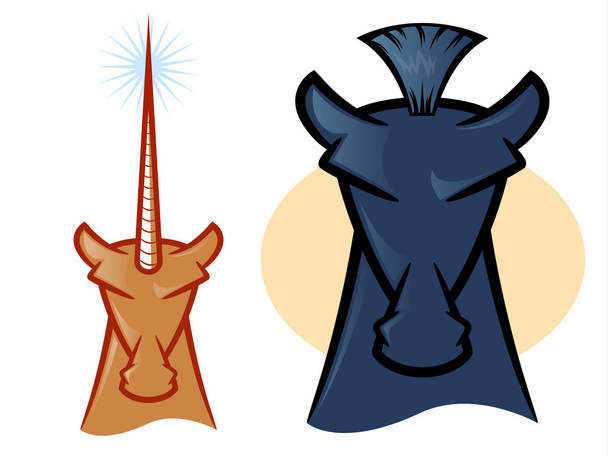 Iconos de Caballo y Unicornio
 - Vector, Imagen