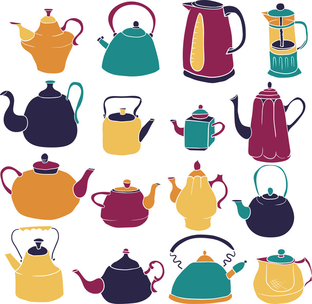 set of teapots - Vektori, kuva