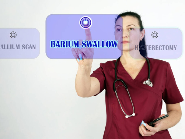 Wybierz pozycję menu BARIUM SWALLOW. technologie wykorzystujące ogniwa internistyczne. - Zdjęcie, obraz