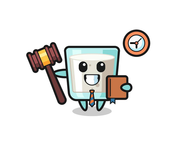 Mascot cartoon of milk as a judge , cute style design for t shirt, sticker, logo element - Vector, Image