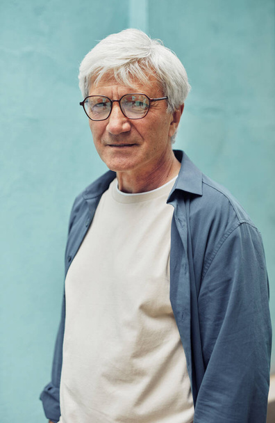 Modern Mature Man in Blue - Fotoğraf, Görsel
