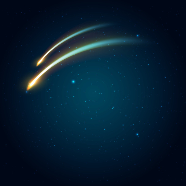 スペースの背景に 2 つの彗星。スパでのベクトル図 - ベクター画像