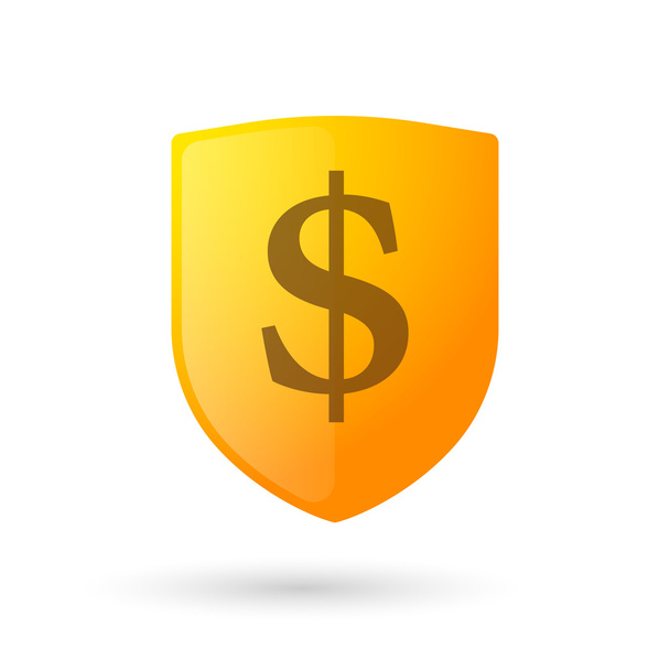 Shield icon with a currency sign - Vector, Imagen