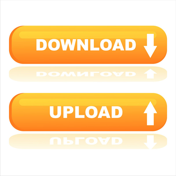 Orange web buttons download and upload - Vecteur, image