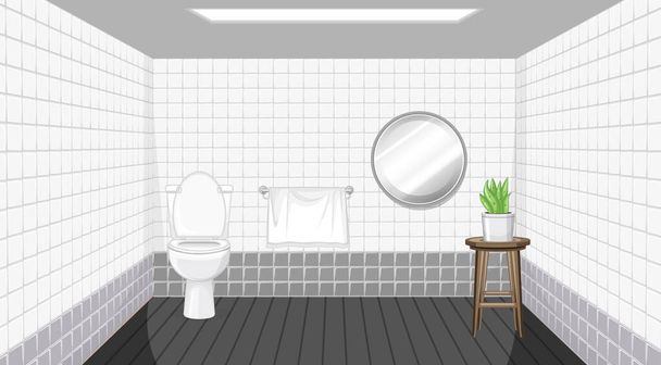 Дизайн интерьера ванной комнаты с иллюстрацией мебели - Вектор,изображение