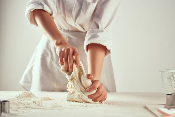 baker rolling dough flour cooking - Φωτογραφία, εικόνα