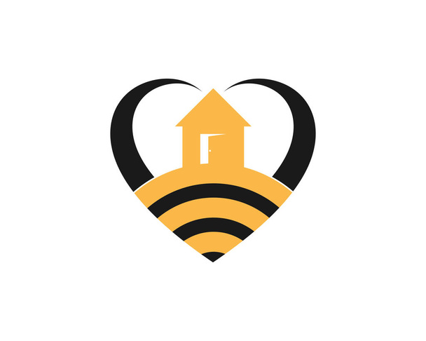 Picadura de abeja con casa en el medio - Vector, Imagen