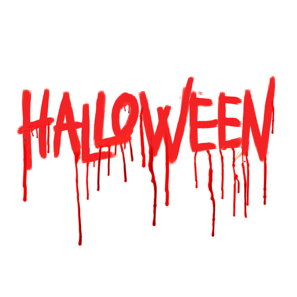 Word HALLOWEEN written in blood on white background - Photo, Image