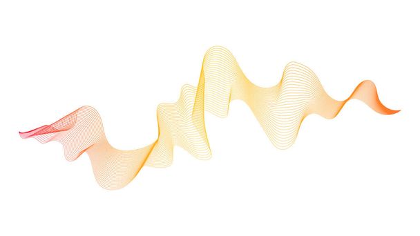 白い背景にオレンジ色の波勾配の線で抽象的な背景。現代の技術的背景、波のデザイン。ベクターイラスト - ベクター画像
