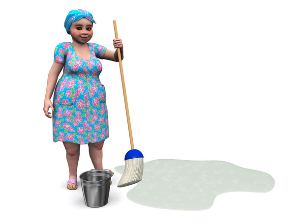 Lady ready to mop the floor. - Photo, Image