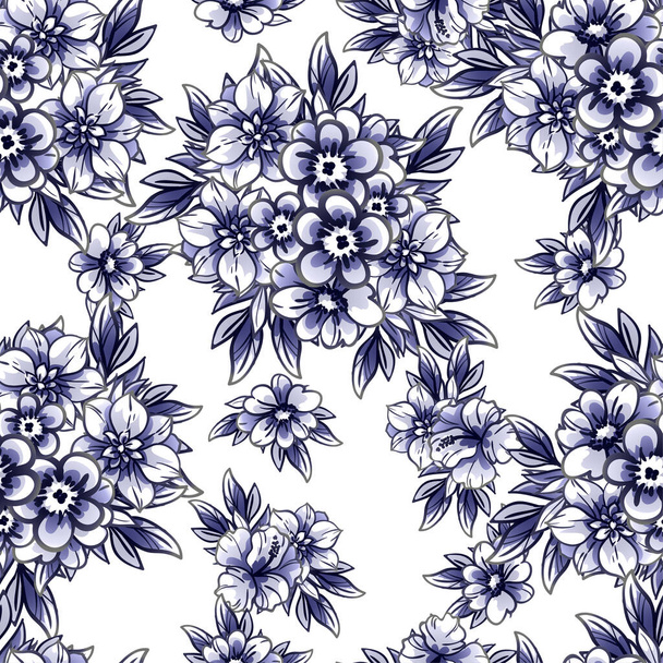 seamless pattern with beautiful floral elements - Vektör, Görsel