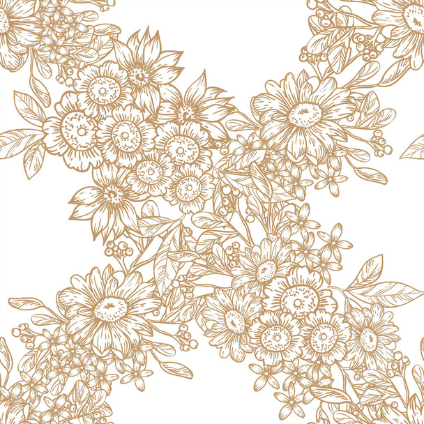 seamless pattern with beautiful floral elements - Διάνυσμα, εικόνα