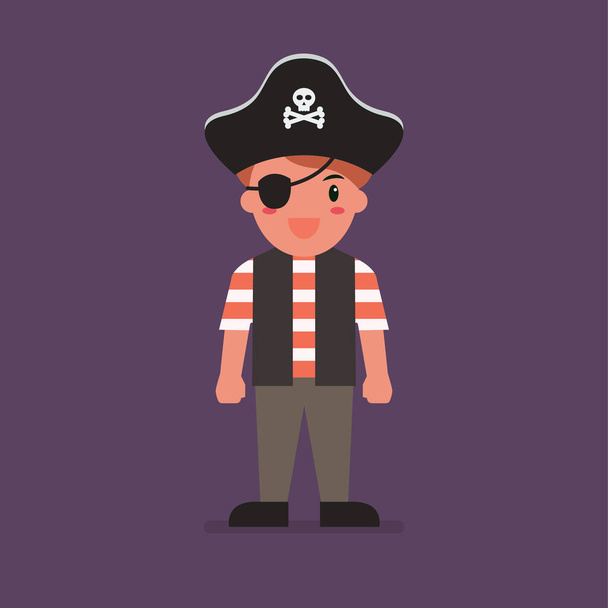 Il portait un costume de pirate. Fête de vacances d'Halloween. Illustration vectorielle - Vecteur, image