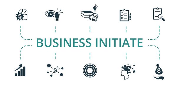 Business Initiate icon set. Enthält editierbare Symbole wie Vision, Investition, Planung und mehr. - Vektor, Bild