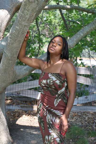 Photo of a Beautiful Black Lady in a park - Fotografie, Obrázek