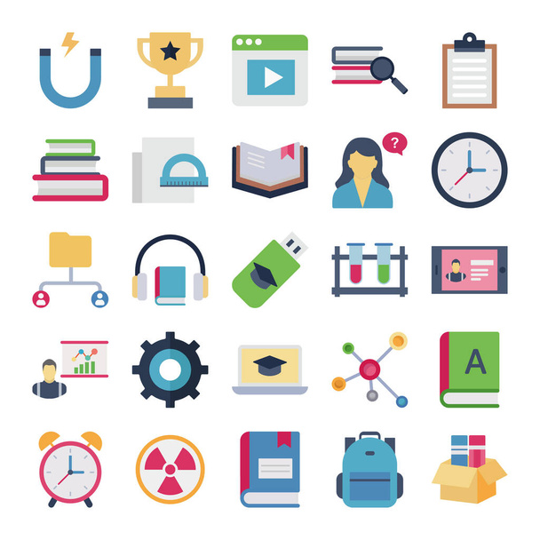 Education And E Learning Isolated Vector Icons set that can easily modify or edit - Vector, Imagen