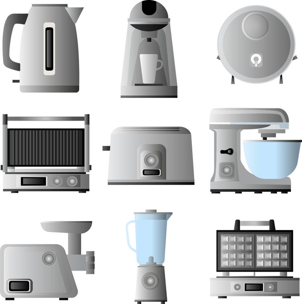 Set of household appliances for the kitchen - Vektor, Bild