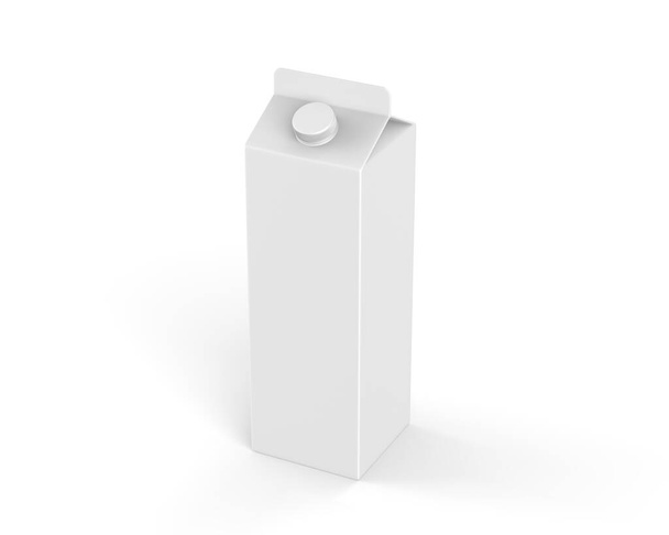 Caja de embalaje de cartón de leche, jugo y agua de coco, maqueta de plantilla sobre fondo blanco aislado. ilustración 3d - Foto, Imagen
