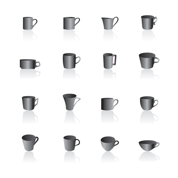 Symbole für Kaffee- und Teetassen - Vektor-Symbolset - Vektor, Bild