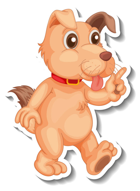 Diseño de la etiqueta engomada con un perro de pie pose ilustración aislada - Vector, Imagen