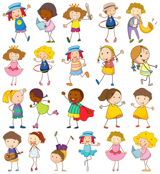Készlet a különböző gyerekek firka stílusú illusztráció - Vektor, kép