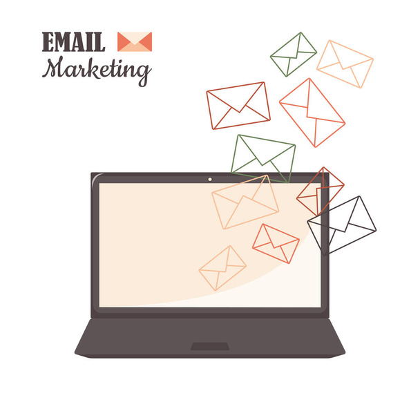 Email marketing in laptops and computers. Modern design.  - Фото, изображение