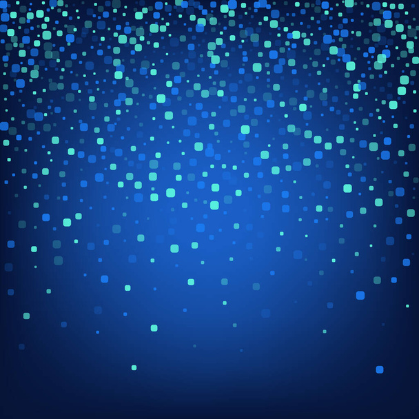 Blue Particle Decoration Blue Vector Background. Effect Square Postcard. Flying Confetti Backdrop. Turquoise Celebration Pattern. - Foto, Imagen