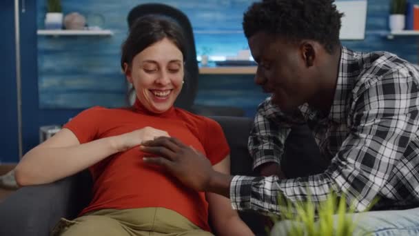 Married interracial couple waiting for baby and parenthood - Footage, Video