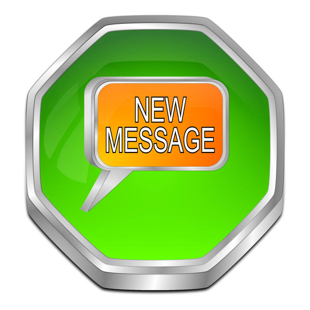 new Message Button green orange - 3D illustration - Foto, afbeelding